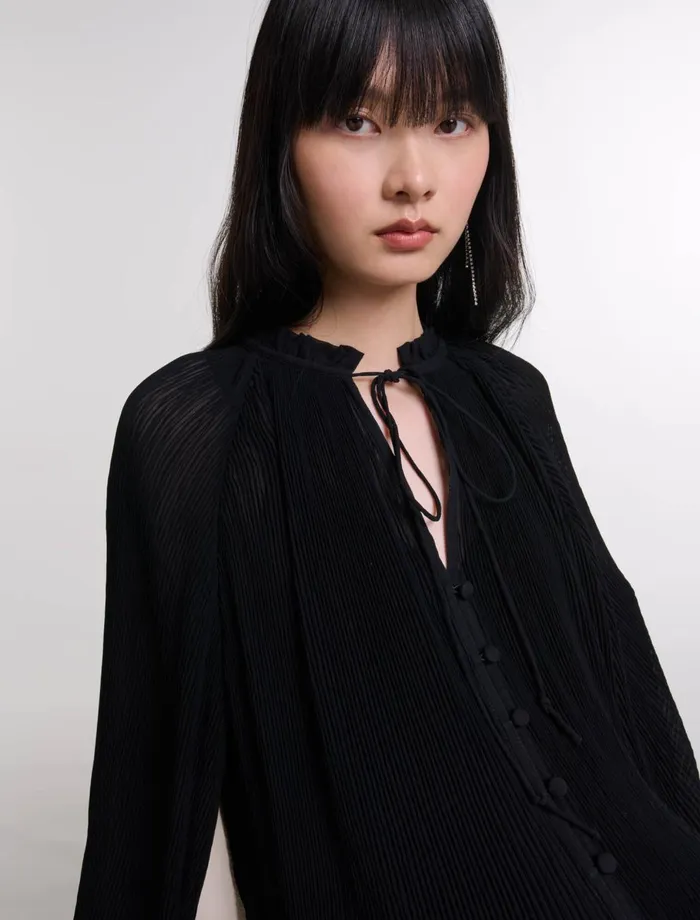 Tops and Shirts Women Maje Pleated Shirt Black