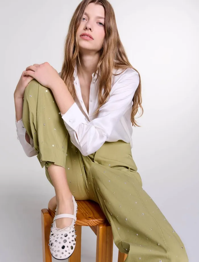 Tops and Shirts Women Maje White Silk Shirt White Tops and Shirts Women Maje White Silk Shirt White