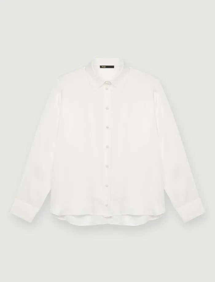 Tops and Shirts Women Maje White Silk Shirt White Tops and Shirts Women Maje White Silk Shirt White