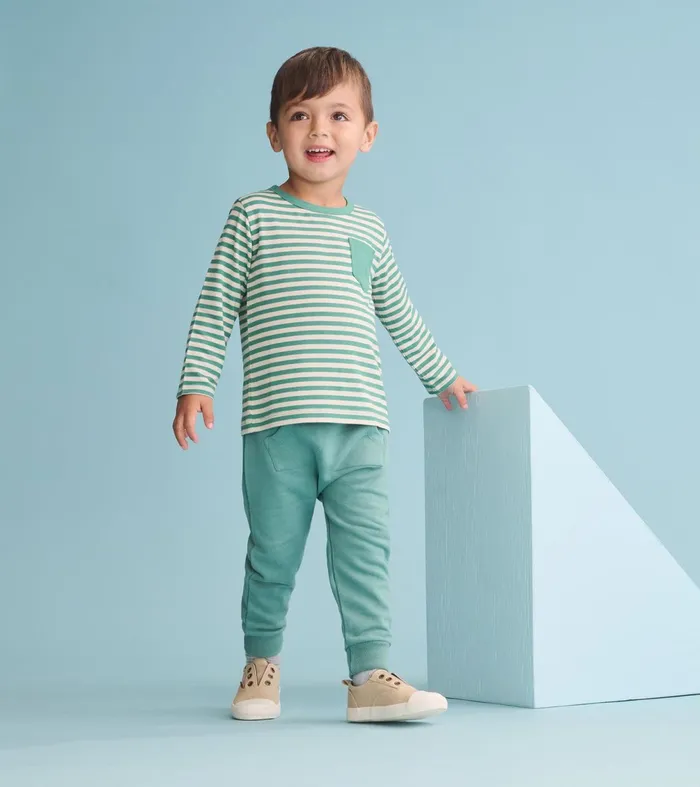 Tops Baby and Toddler Hatley Baby and Toddler Boys Deep Sea Striped Long Sleeve Bamboo TShirt