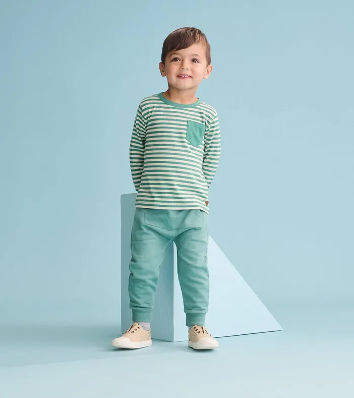 Tops Baby and Toddler Hatley Baby and Toddler Boys Deep Sea Striped Long Sleeve Bamboo TShirt