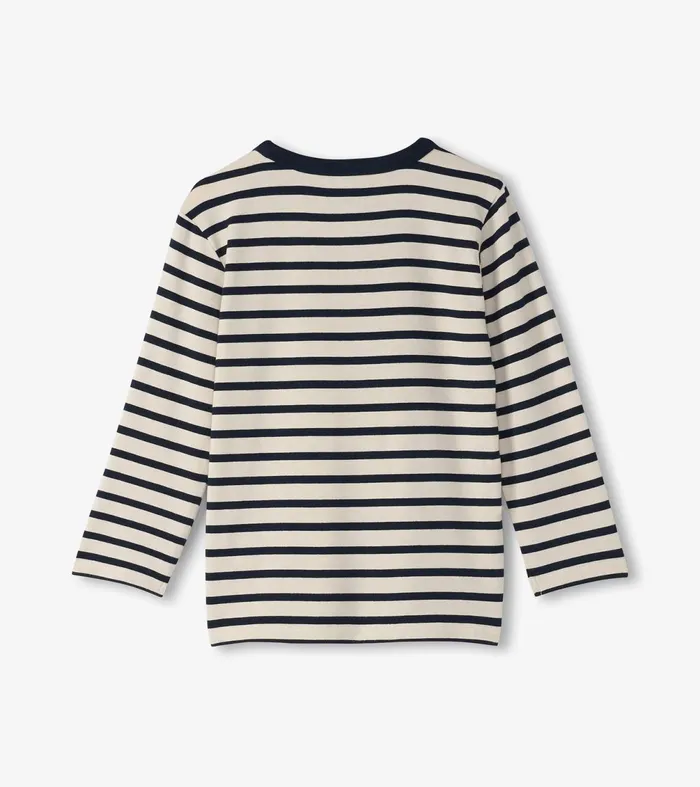 Tops Boys Hatley Boys Black and Cream Long Sleeve Bamboo TShirt