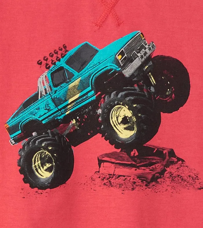 Tops Boys Hatley Boys Monster Trucks Long Sleeve Raglan TShirt