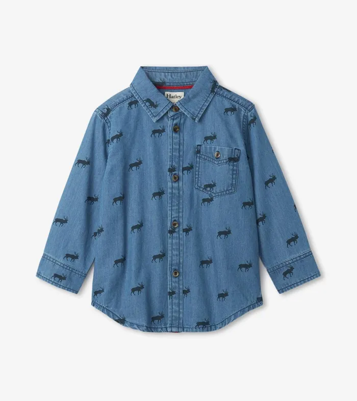 Tops Boys Hatley Mini Elk Button Down Shirt