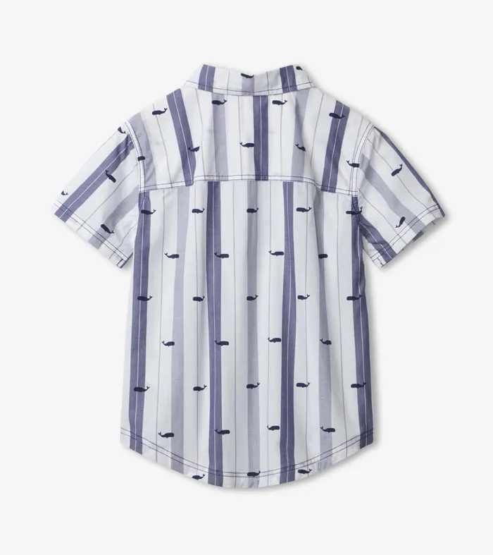 Tops Boys Hatley Nautical Whales Short Sleeve Button Down Shirt