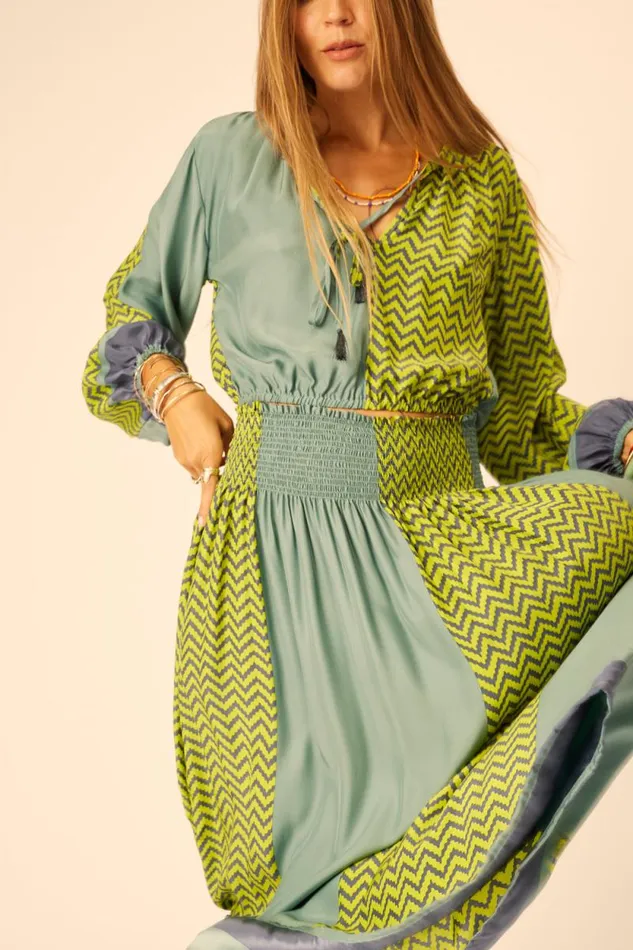 Tops Shop Natalie Martin AMELIA TOP Block Zigzag Lime
