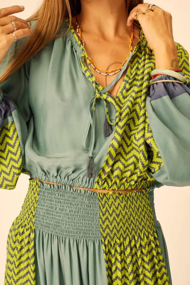 Tops Shop Natalie Martin AMELIA TOP Block Zigzag Lime