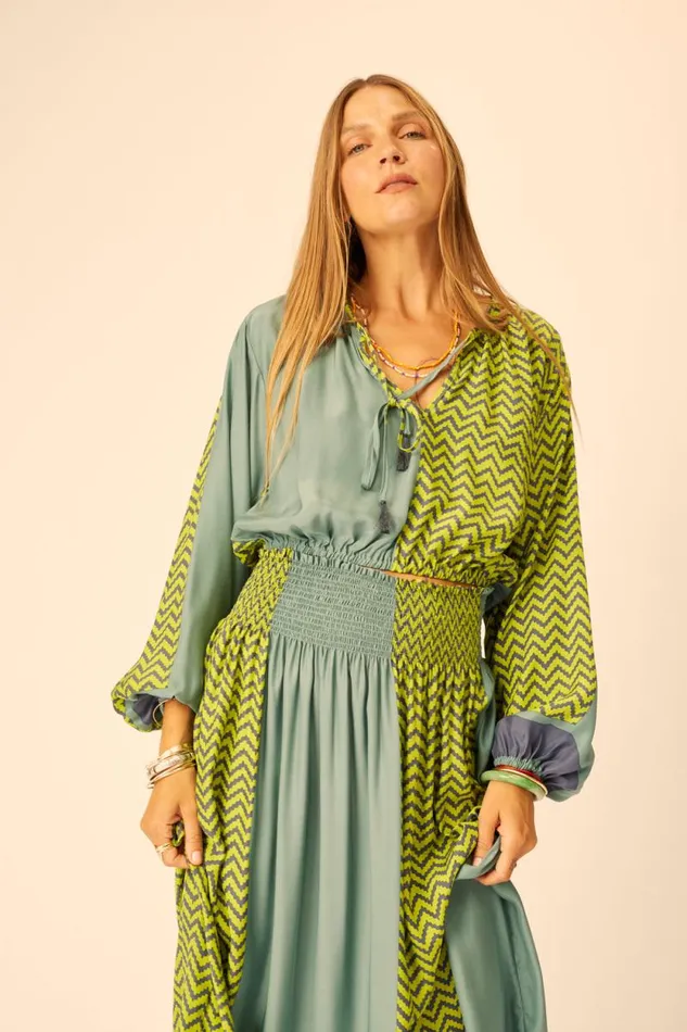 Tops Shop Natalie Martin AMELIA TOP Block Zigzag Lime
