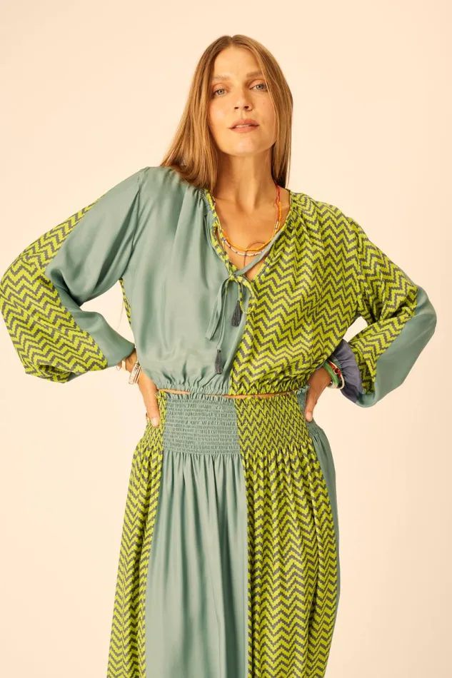 Tops Shop Natalie Martin AMELIA TOP Block Zigzag Lime