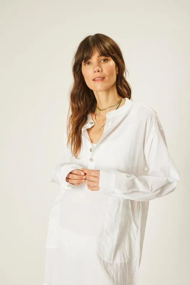 Tops Shop Natalie Martin APRS SWIM SHIRT White Flat Cotton