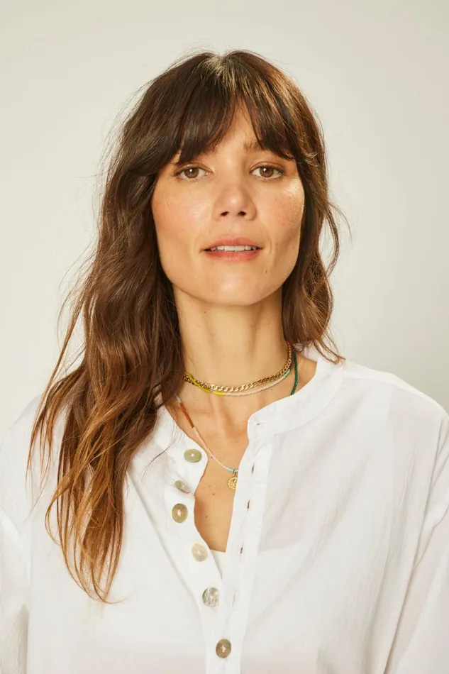Tops Shop Natalie Martin APRS SWIM SHIRT White Flat Cotton