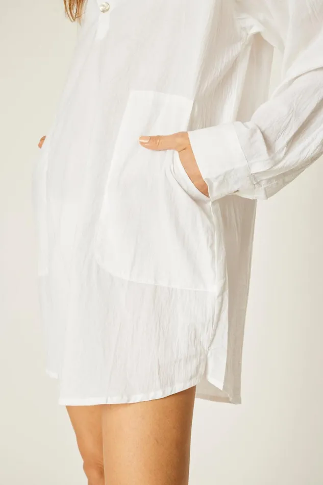 Tops Shop Natalie Martin APRS SWIM SHIRT White Flat Cotton
