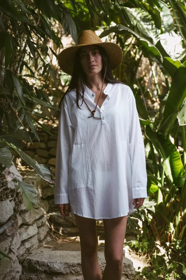 Tops Shop Natalie Martin APRS SWIM SHIRT White Flat Cotton