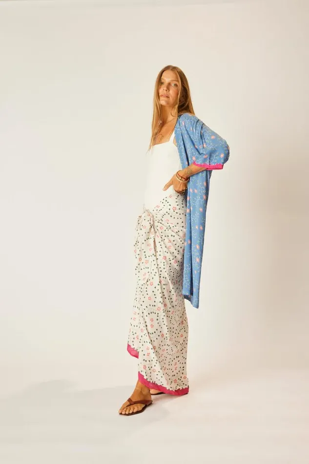 Tops Shop Natalie Martin LENNON KIMONO Pinwheel Denim
