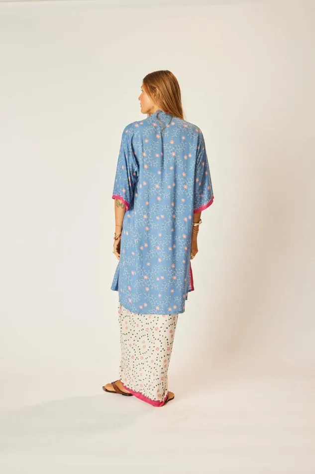 Tops Shop Natalie Martin LENNON KIMONO Pinwheel Denim