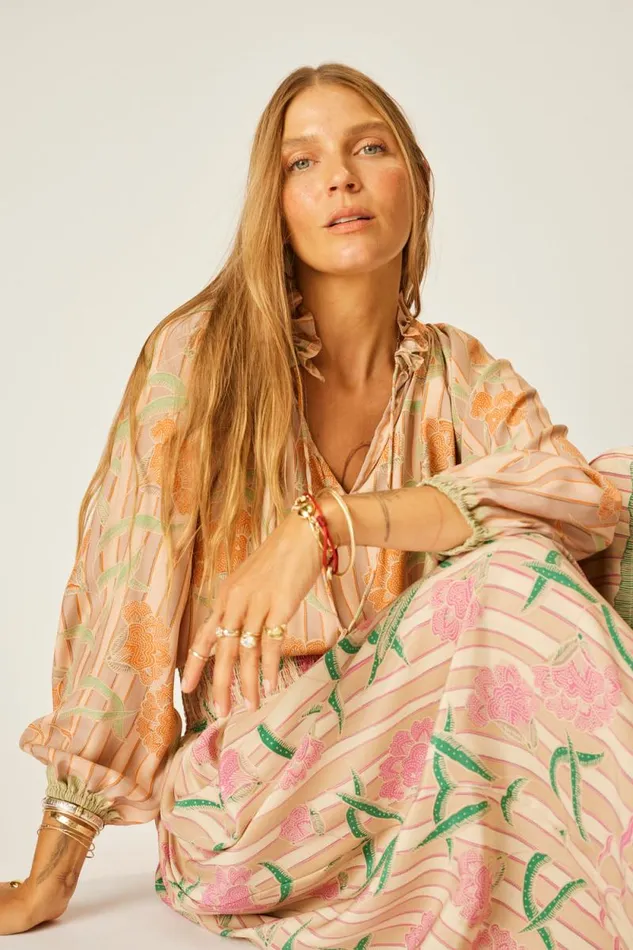 Tops Shop Natalie Martin PENNY BLOUSE Chamomile Apricot