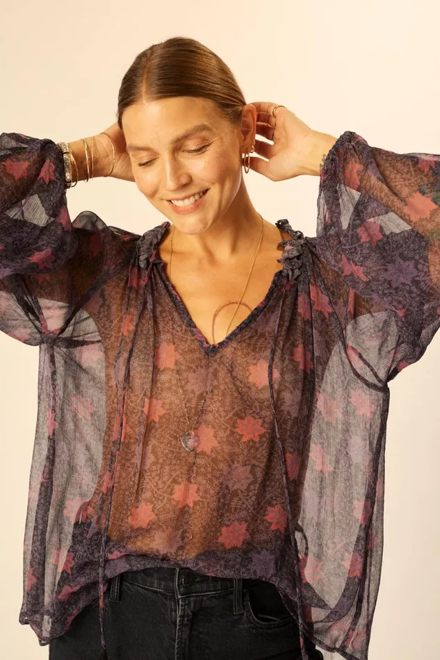 Tops Shop Natalie Martin PENNY BLOUSE Snowflake Aubergine