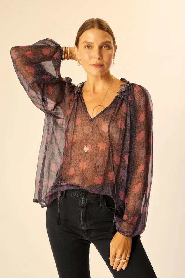 Tops Shop Natalie Martin PENNY BLOUSE Snowflake Aubergine