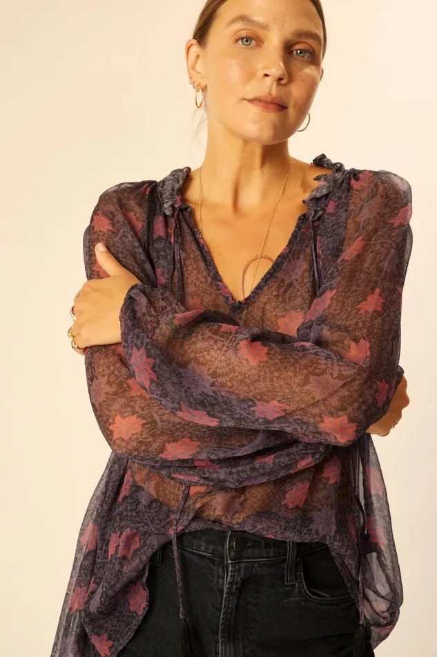 Tops Shop Natalie Martin PENNY BLOUSE Snowflake Aubergine