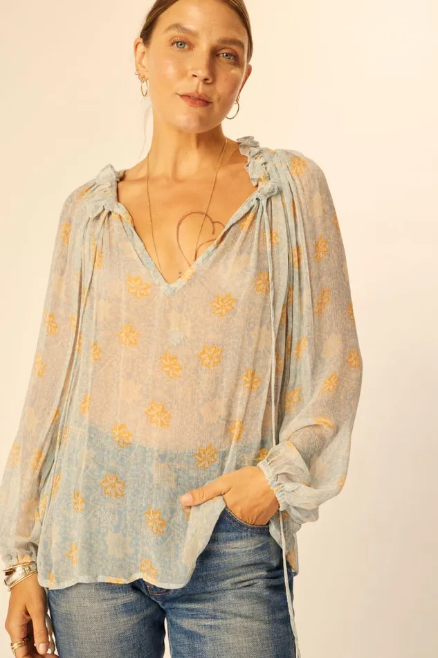 Tops Shop Natalie Martin PENNY BLOUSE Snowflake Tangerine