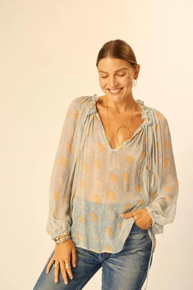 Tops Shop Natalie Martin PENNY BLOUSE Snowflake Tangerine