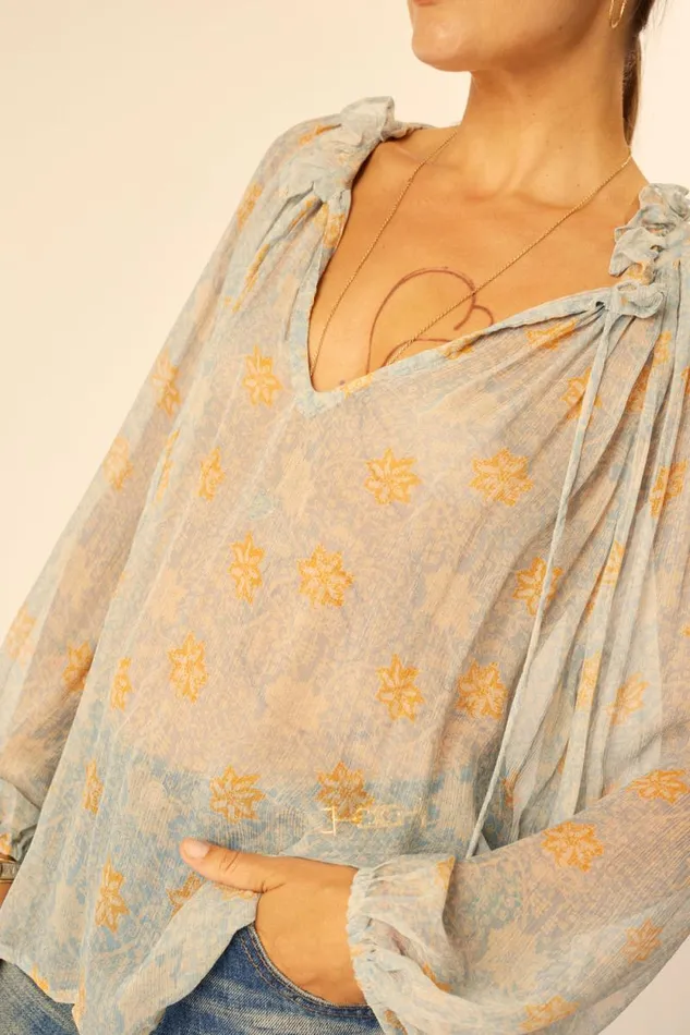 Tops Shop Natalie Martin PENNY BLOUSE Snowflake Tangerine