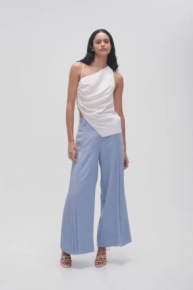 Tranquility Pleated Pant Steel Blue Women Aje Pants