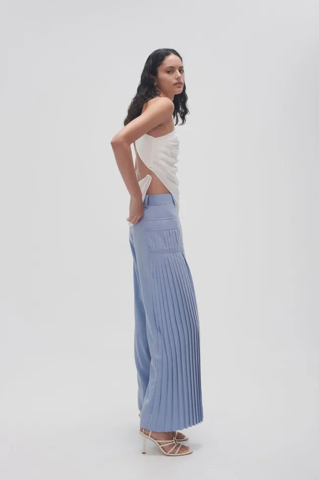 Tranquility Pleated Pant Steel Blue Women Aje Pants