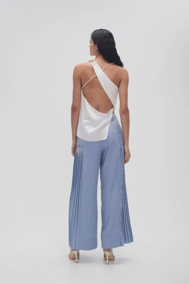 Tranquility Pleated Pant Steel Blue Women Aje Pants