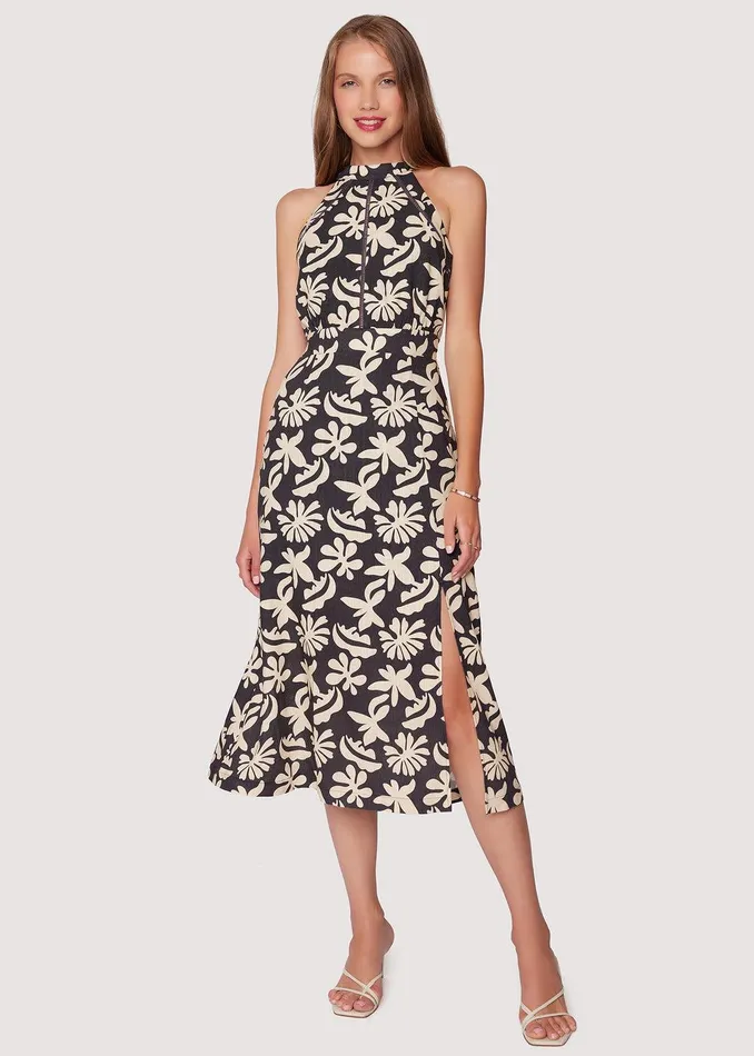 Tropic Flair Midi Dress Blackcream Women Lost Wander Dresses