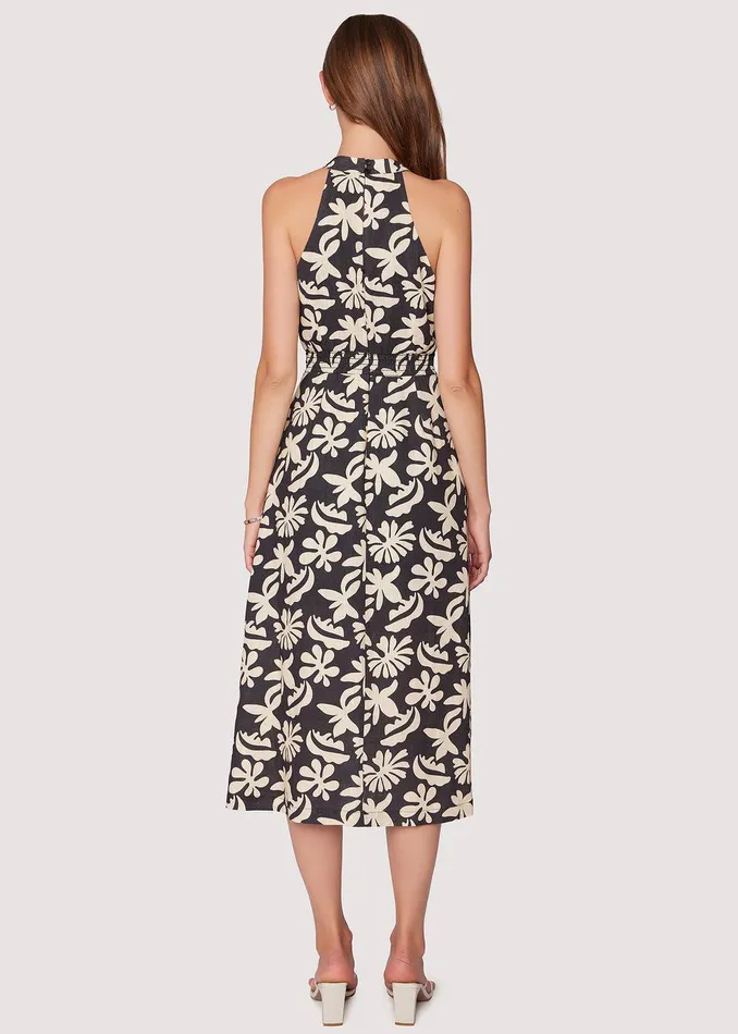 Tropic Flair Midi Dress Blackcream Women Lost Wander Dresses