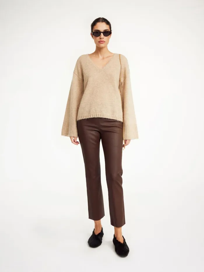 Trousers Women By Malene Birger Florentina Leather Trousers Chestnut