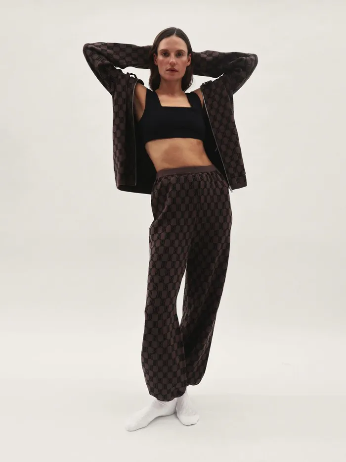 Trousers Women By Malene Birger Hali Knitted Sweatpants Dark Mahogany