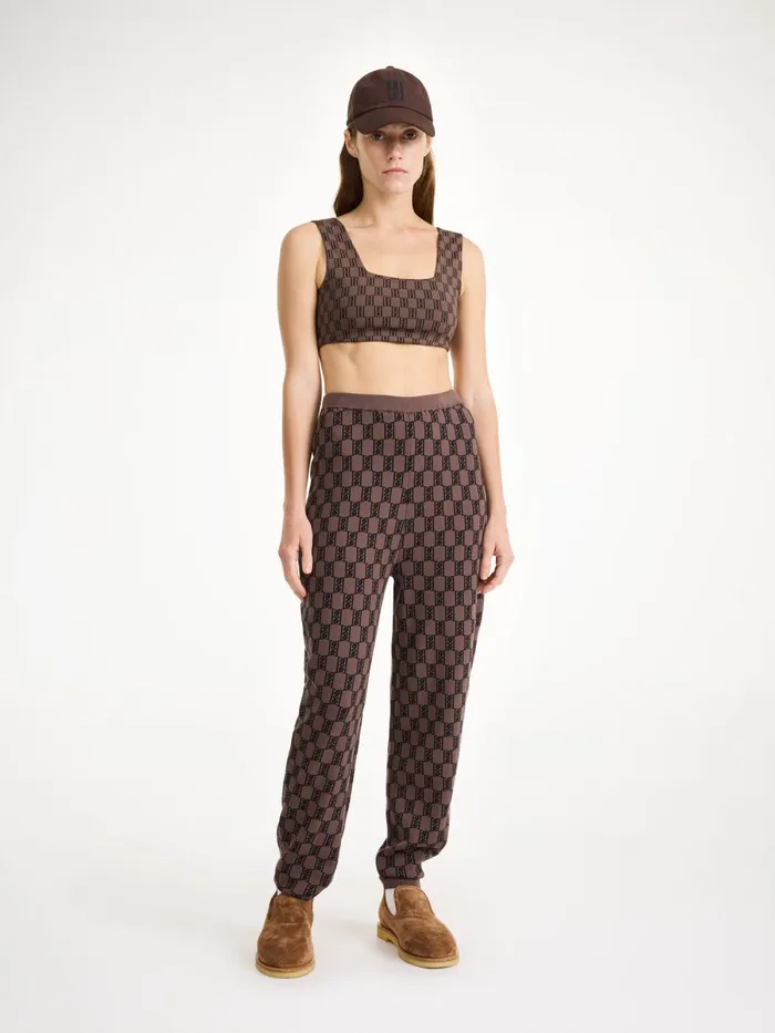Trousers Women By Malene Birger Hali Knitted Sweatpants Dark Mahogany