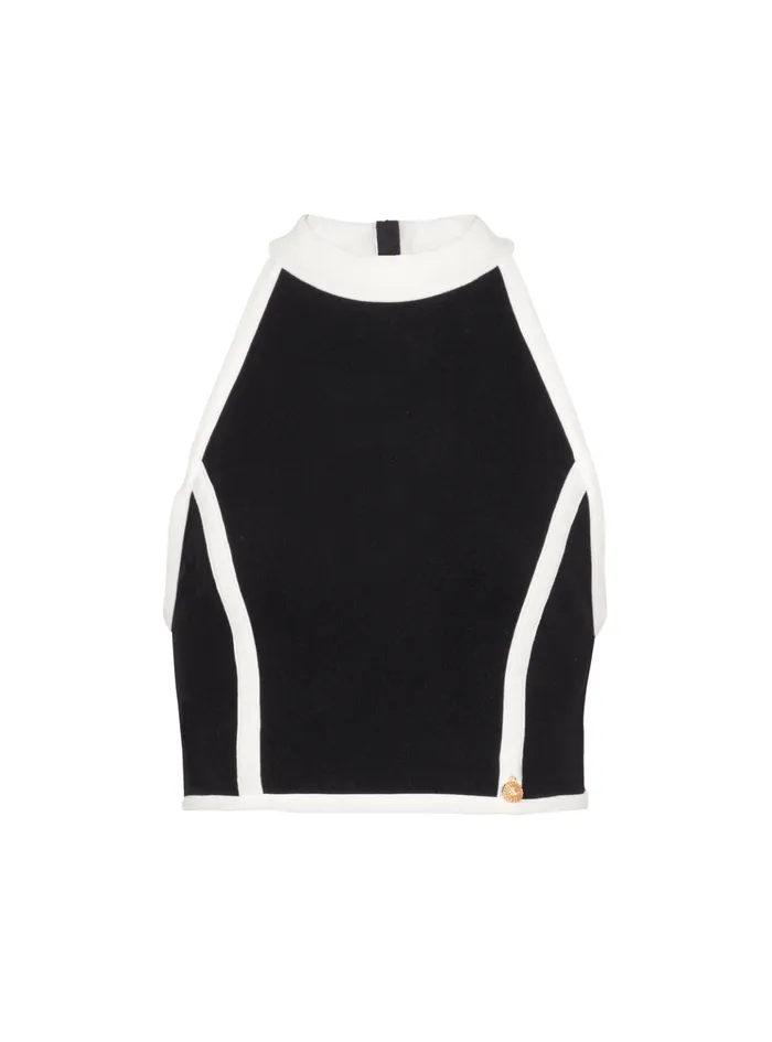 Twotone Top Black Women Balmain Tops And Shirts