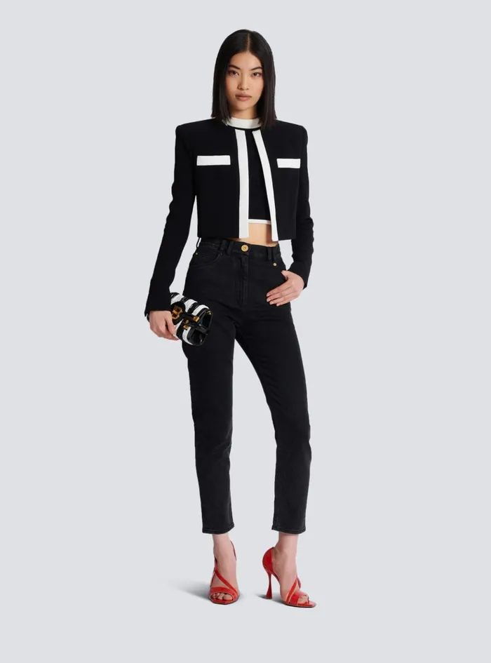 Twotone Top Black Women Balmain Tops And Shirts