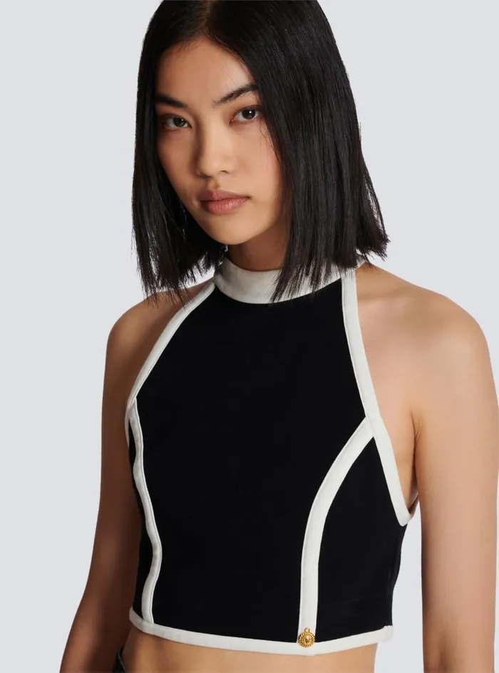 Twotone Top Black Women Balmain Tops And Shirts