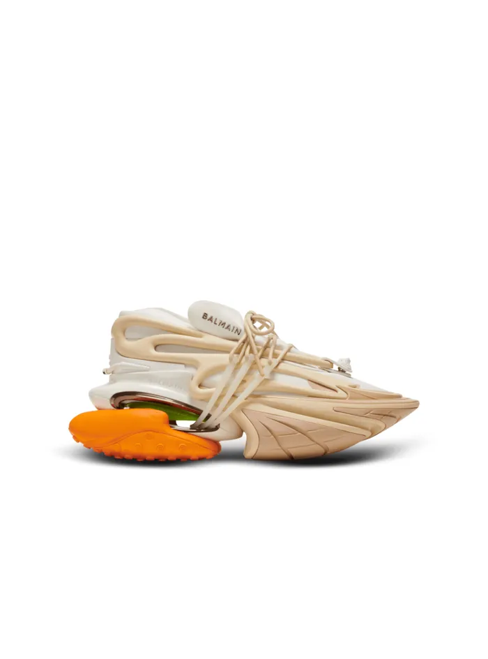 Unicorn Sneakers In Neoprene And Leather Orange Men Balmain Sneakers