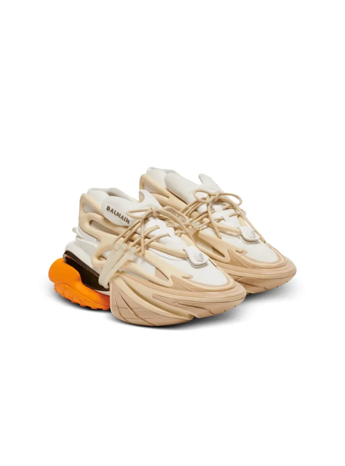 Unicorn Sneakers In Neoprene And Leather Orange Men Balmain Sneakers
