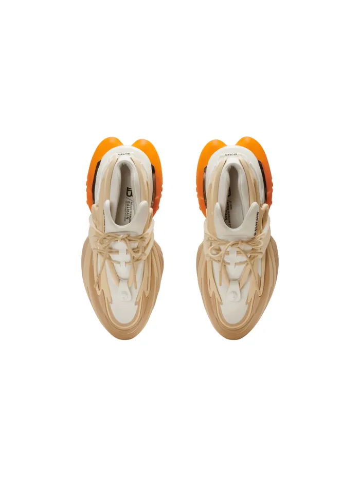 Unicorn Sneakers In Neoprene And Leather Orange Men Balmain Sneakers