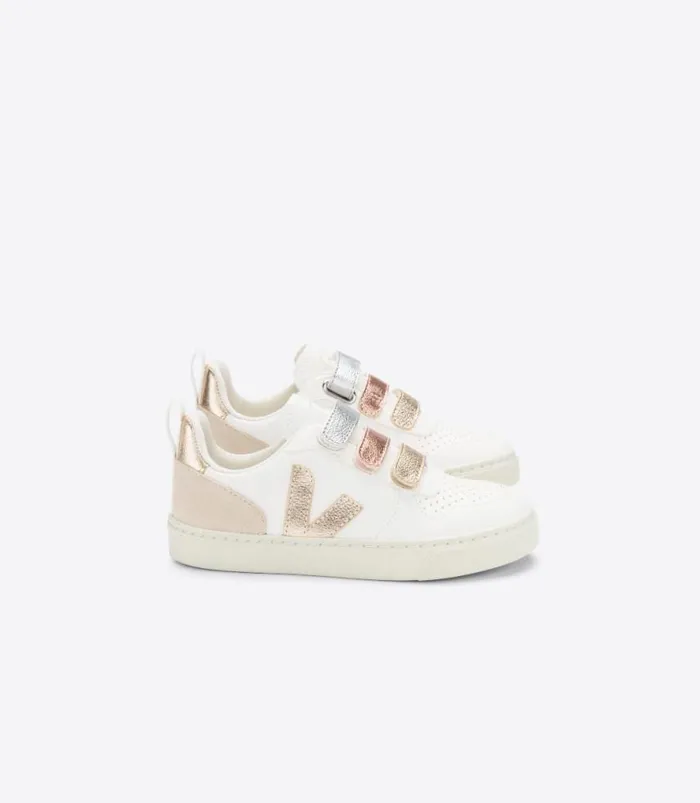 VEJA V10 Kids V10 LEATHER MULTICO WHITE SHINY