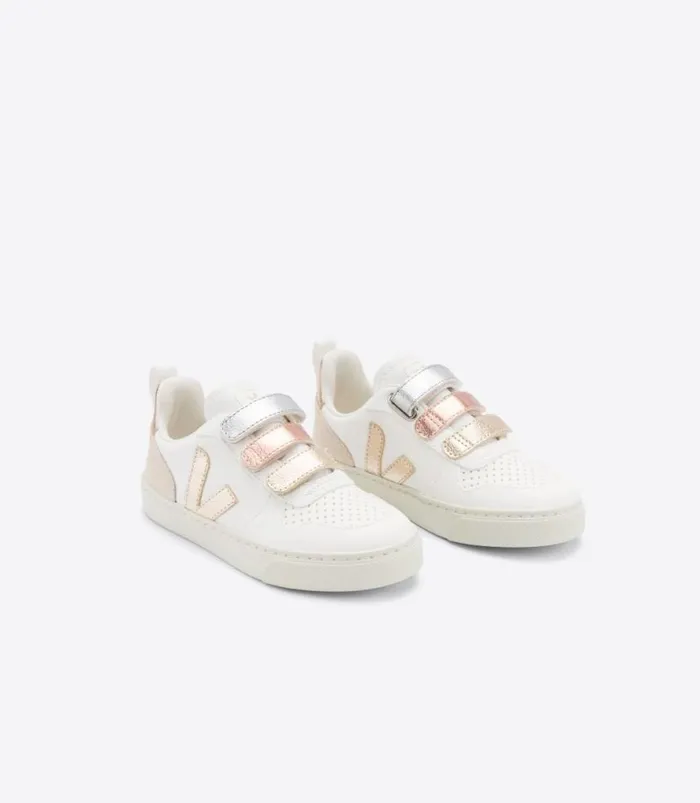 VEJA V10 Kids V10 LEATHER MULTICO WHITE SHINY