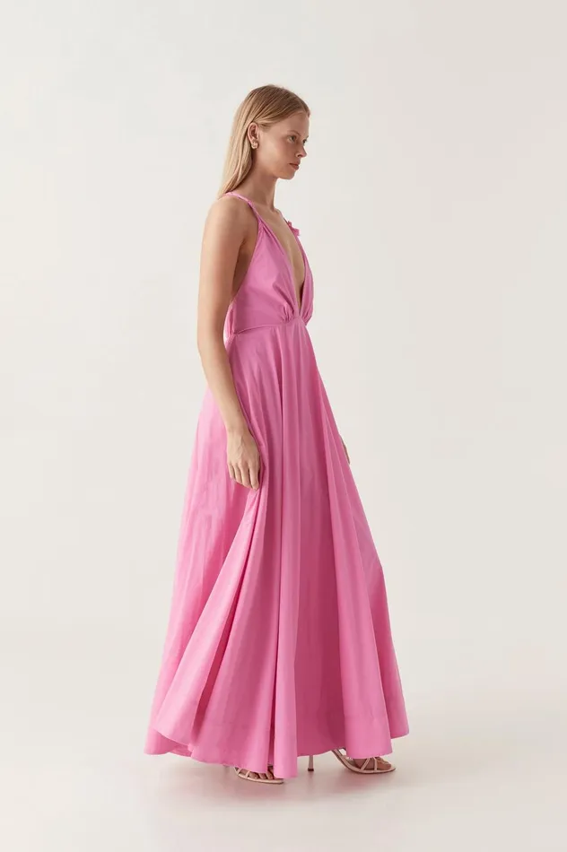 Vellum Maxi Dress Cerise Pink Women Aje Pink Dresses