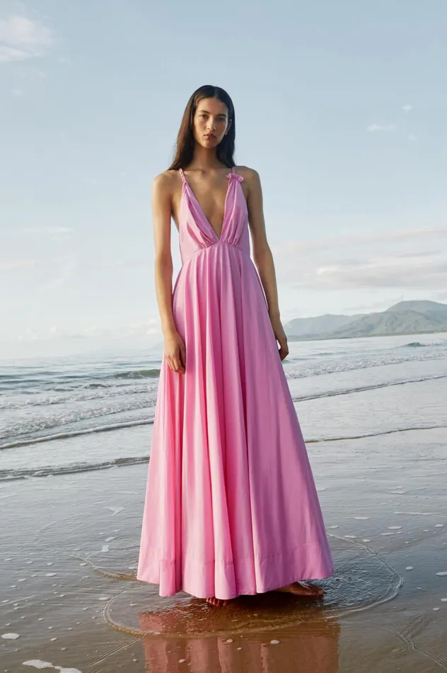 Vellum Maxi Dress Cerise Pink Women Aje Pink Dresses