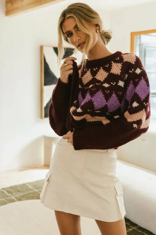 Vero Moda Bessie Sweater In Burgundy Burgundy Women Bohme Tops
