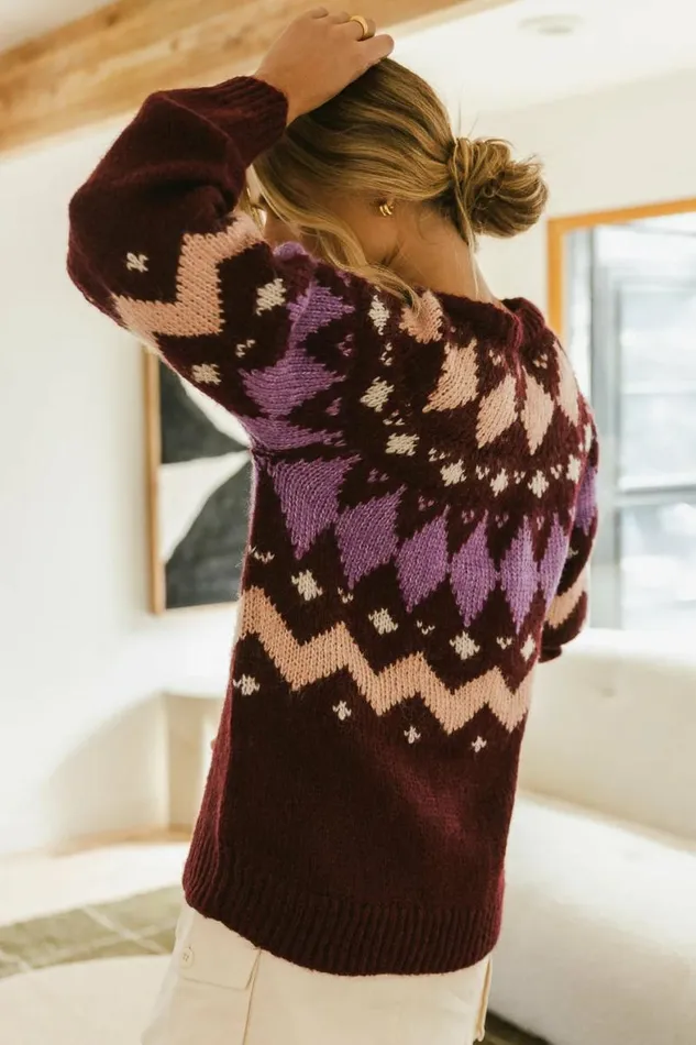 Vero Moda Bessie Sweater In Burgundy Burgundy Women Bohme Tops