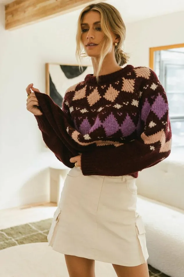 Vero Moda Bessie Sweater In Burgundy Burgundy Women Bohme Tops