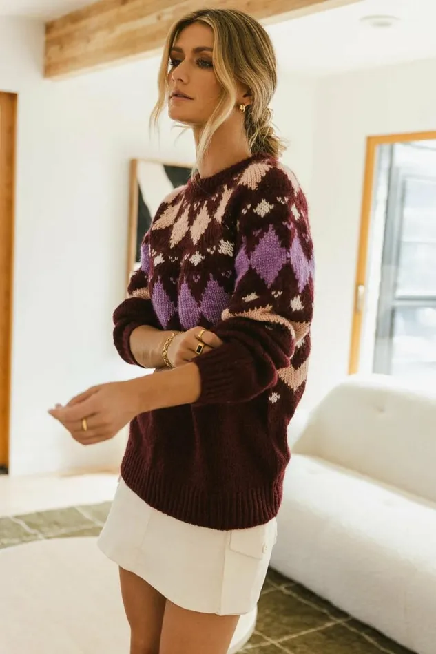 Vero Moda Bessie Sweater In Burgundy Burgundy Women Bohme Tops