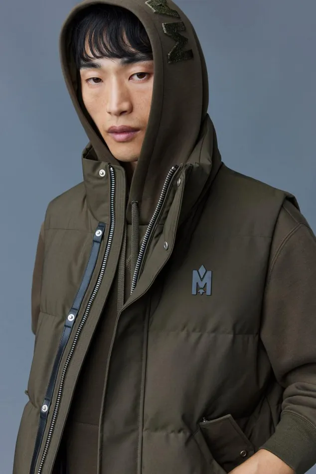 Vests Men Mackage JOSEPH Nordic Tech Down Vest With Funnel Collar Trench