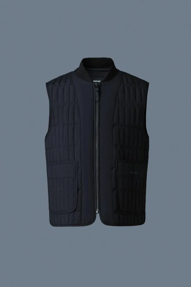 Vests Men Mackage LEVI Light Down Vertical Quilted Vest Black